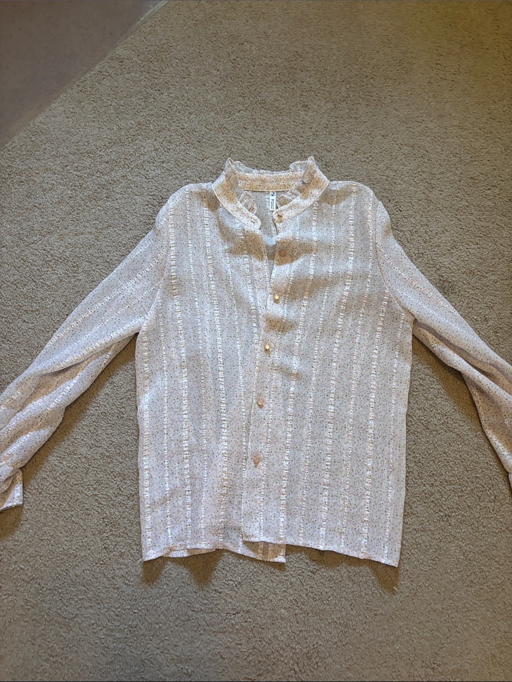 Light Pink Ruffle Collar Button-Up Blouse